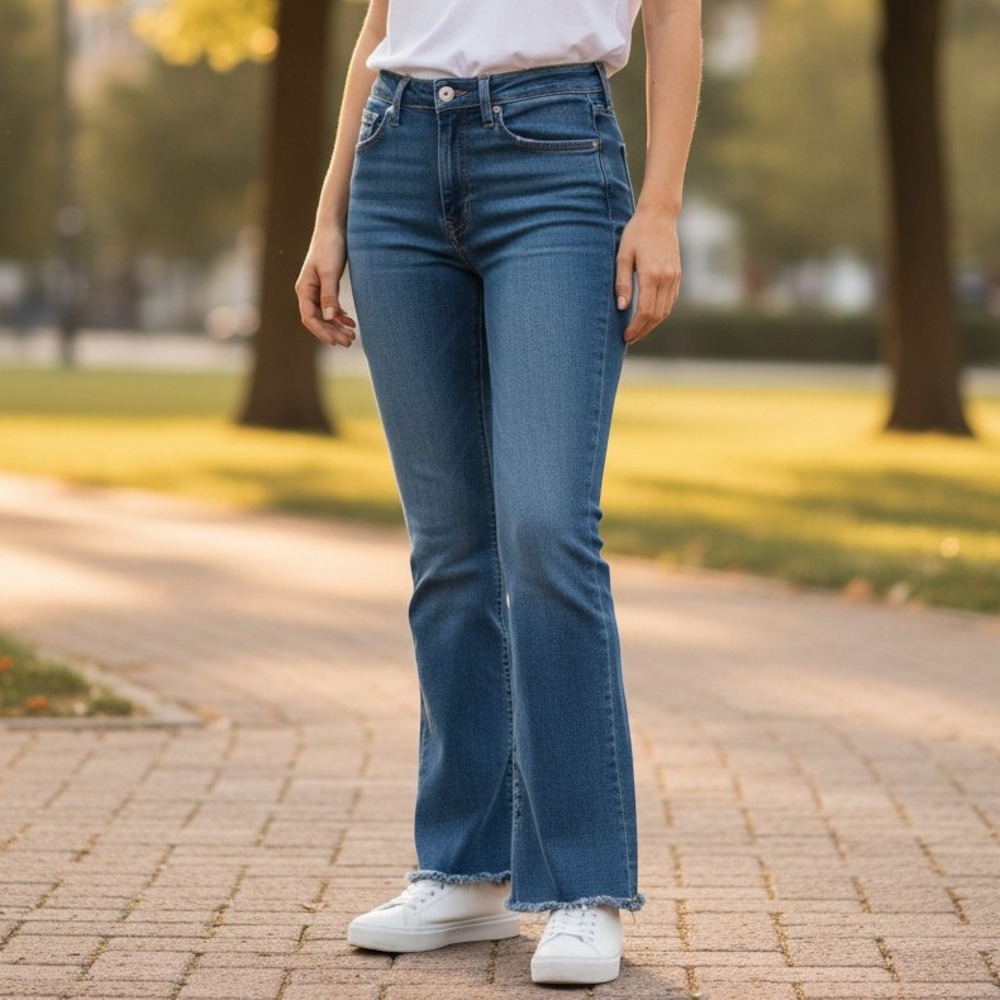 Levi's Bootcut 726 Flare Jeans Women 30/28x29 Blue High Rise Raw Hem Dark Wash